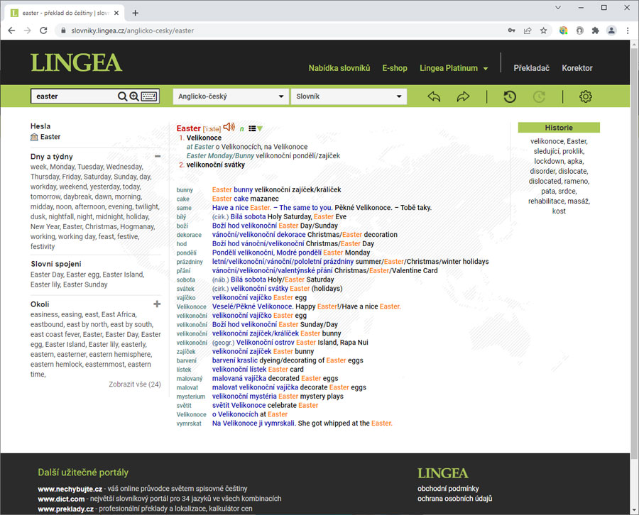 slovniky.lingea.cz - Easter ve slovníku Platinum v licenci ULTIMATE